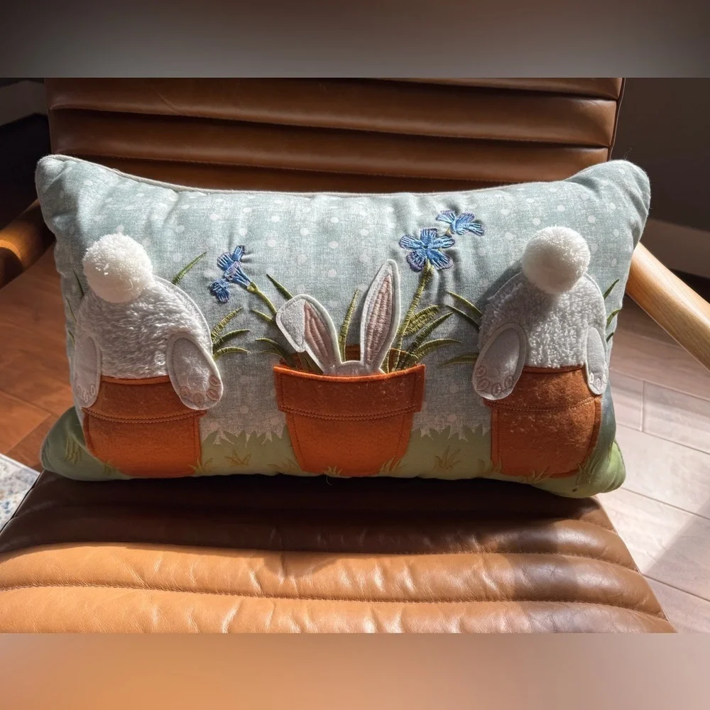 Isaac Mizrahi Easter Bunny Lumbar Pillow Pottery Barn Style Spring Decor